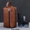 Мужской кожаный дорожный деловой несессер для бритья и косметики, сумка для хранения, портативная косметичка, органайзер большой вместимости, ручные туалетные наборы