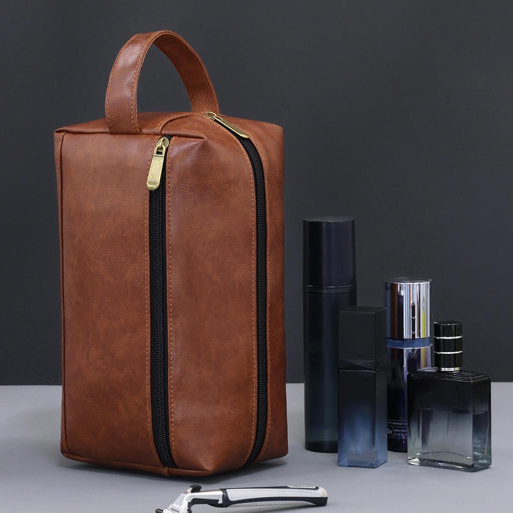 Мужской кожаный дорожный деловой несессер для бритья и косметики, сумка для хранения, портативная косметичка, органайзер большой вместимости, ручные туалетные наборы