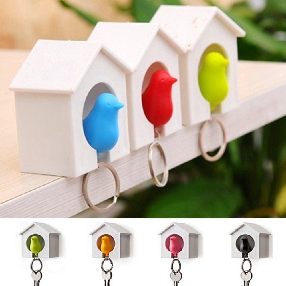 Wall Mounted Sparrow House Keychain Birdhouse Shape Key Hanger Creative Sparrow Key Holder Home