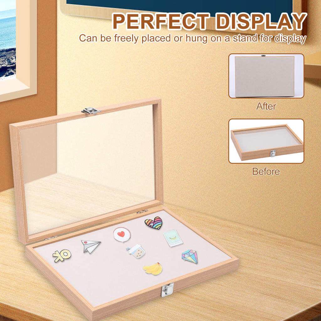 Витрина для значков Пылезащитная коробка для хранения значков Витрина для эмалевых значков с прозрачной крышкой Для демонстрации коллекции медалей и ювелирных изделий Рамка для демонстрации
