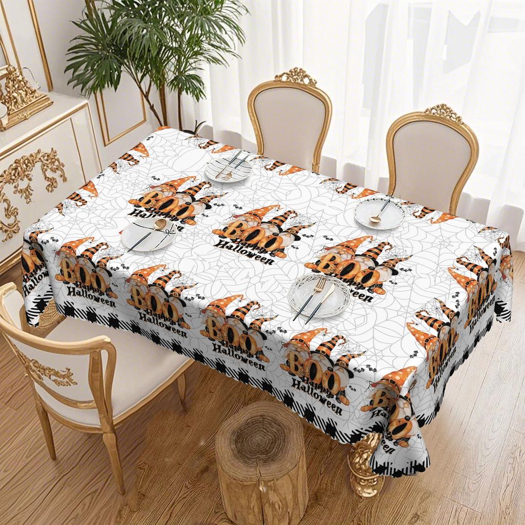Halloween Dwarf Polyester Tablecloth Spider Web Pattern, Washable, Suitable For Home And Restaurant Decoration