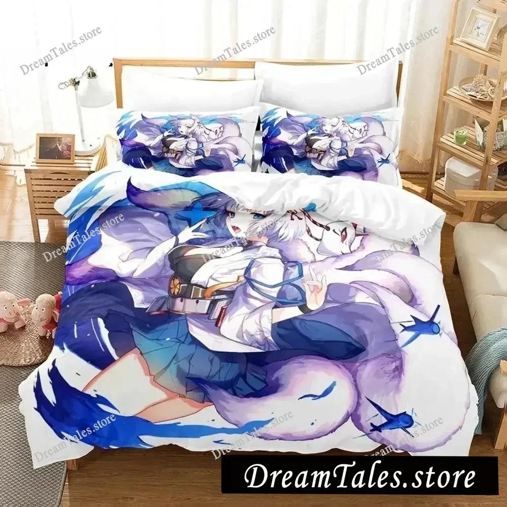 Azur Lane Роскошный Комплект Постельного Белья Японское Аниме Мультфильм Пододеяльник Комплект Одеяло Покрывало Лен Твин Односпальный Размер Печатный Домашний Текстиль