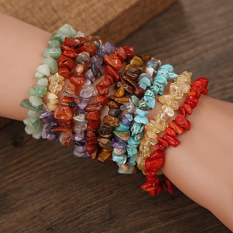 Handmade Beaded Natural Crystal Crushed Stone Bracelet B54