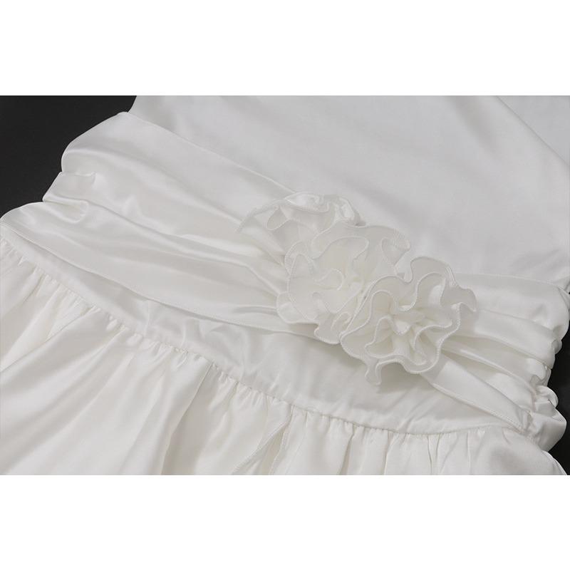 Женские весенние сексуальные темпераментные платья премиум-класса сатиновые платья с открытой спиной на одно плечо