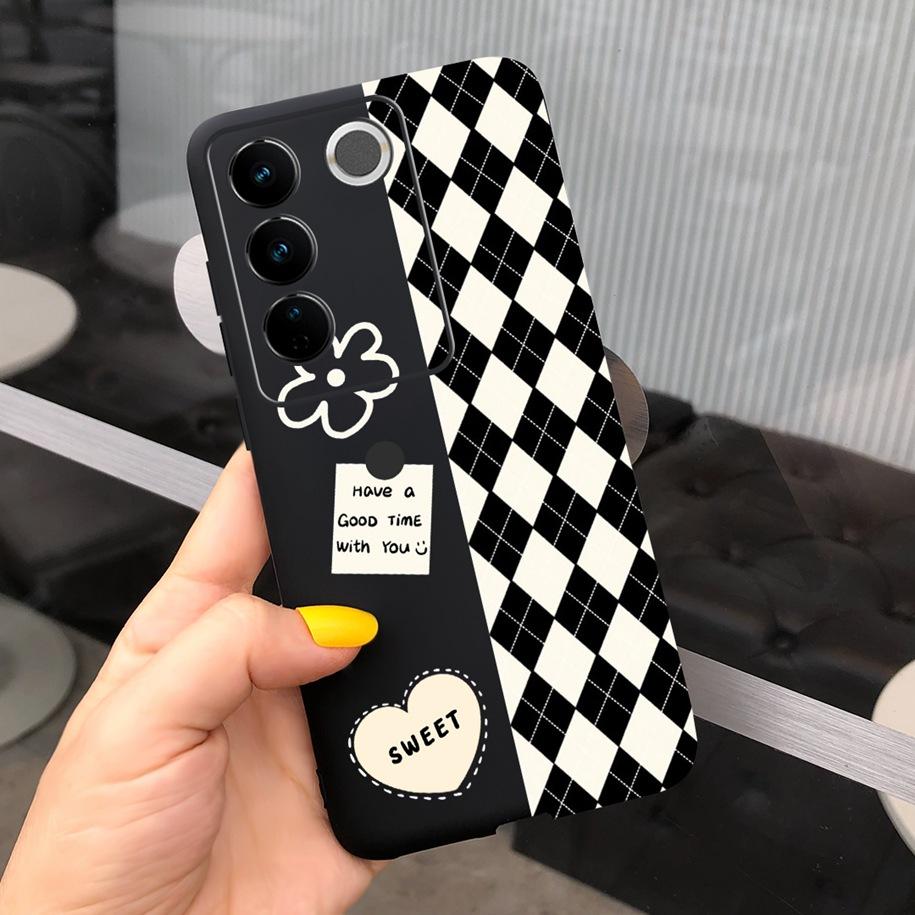 Чехол для Vivo V27 Pro Задняя крышка для Vivo V27e Модный чехол-фунда конфетного цвета с рисунком для Vivo V27 5G V 27e V27Pro V2237 V2230 Мягкий чехол