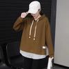 2023 Новые женские толстовки и свитшоты больших размеров с длинными рукавами в стиле пэчворк, свободные однотонные повседневные осенние базовые топы с круглым вырезом, 2023 Футболка со шляпой, новый пуловер