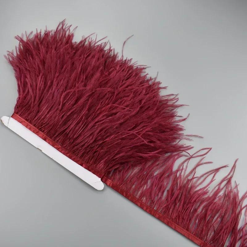 Feather1Meter Страусиные перья на ленте 10-15 см Белая перьевая бахрома-кисточки Отделка Боа Швейные принадлежности Аксессуары для одежды Свадьба