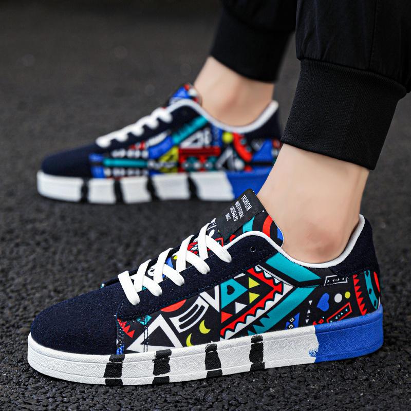 Трендовые повседневные кроссовки с граффити унисекс для активного отдыха дышащие нескользящие мужские туфли для скейтбординга модные красные туфли на плоской подошве из вулканизированной кожи для женщин