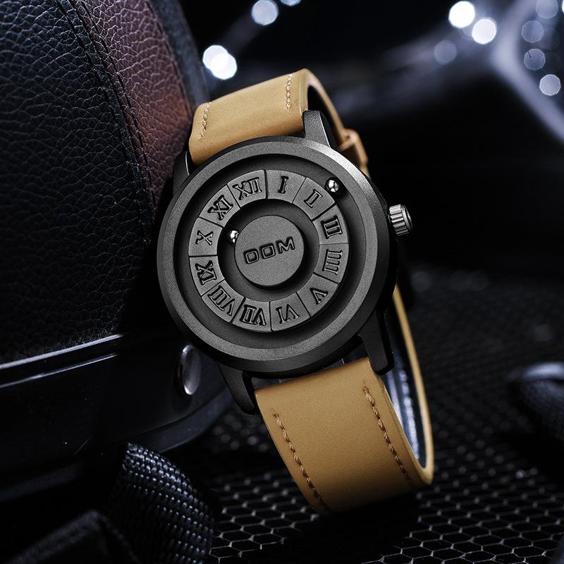 DOM 1345 High Quality Brown Genuine Leather Watch Men Casual Fashion Sport Wristwatches Waterproof Quartz Watches Men's Bracelet