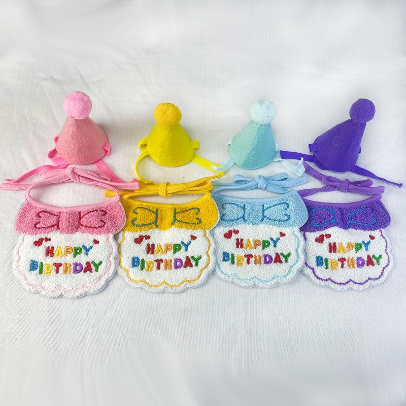 Pet Supplies Birthday Hat Decoration Bibs Cat Bibs Atmosphere Accessories Letter Embroidery Clothing