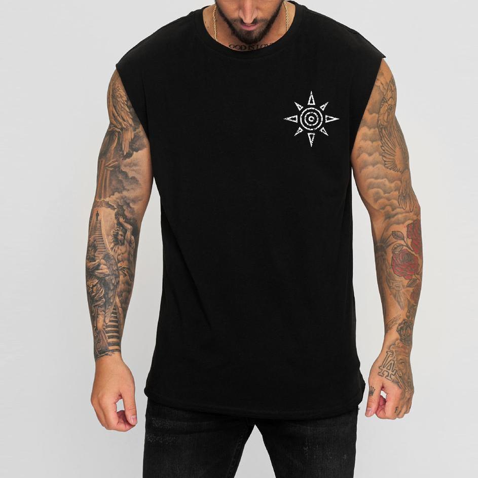 Men's Summer Sport Sleeveless T-Shirt Vest Casual Cotton Printed Gym Vest