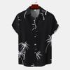 White/Black Men's Summer Casual Hawaiian Beach Loose Collar Flower Short Sleeve Shirt Printed Button Plus Size