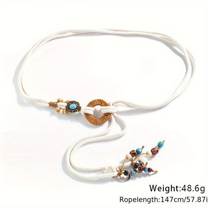 Boho Braided Waist Rope Ethnic Dress Decorative Thin Belt Knotted Tassel Waist Chain