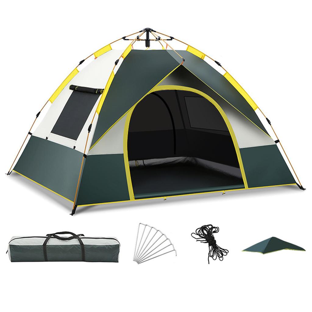Original Green Camping Tent for Windproof Person UV Easy Sports Includes Storage Bag Tent, One-Touch Kids, & Waterproof, 3-4 Capacity, Protection,