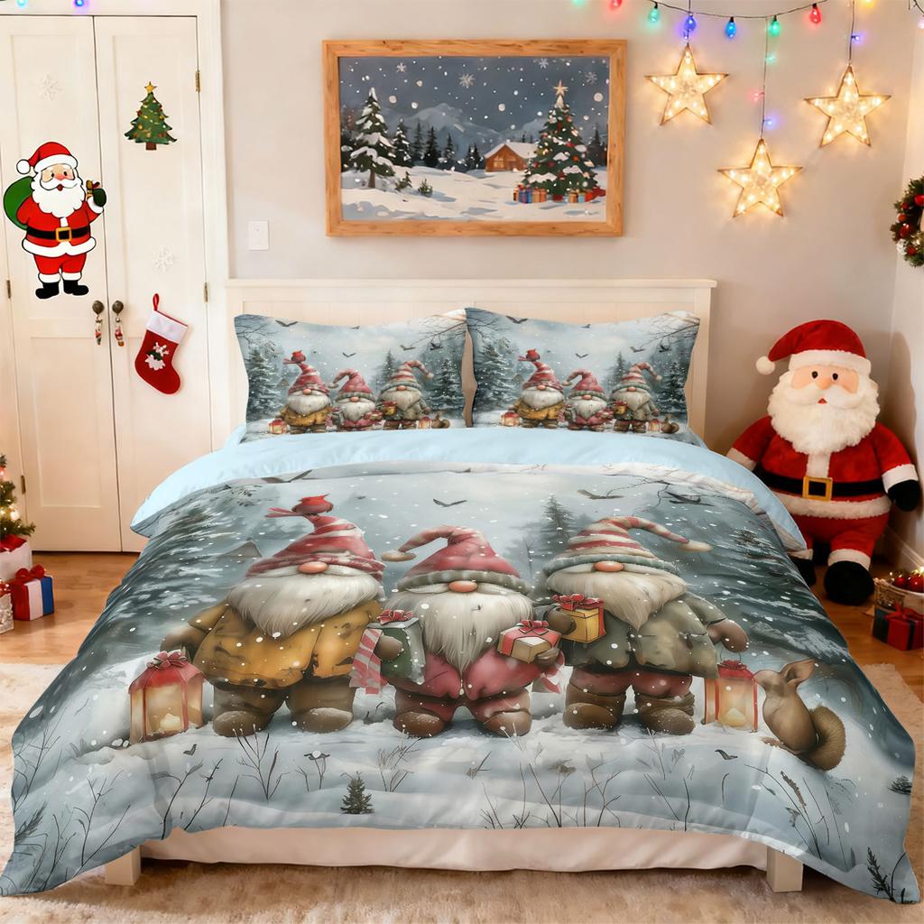 Набор из трех предметов для кровати на заказ Серия «Рождественские элементы» Наволочка Пододеяльник Комплект с 3D цифровой печатью Фабрика