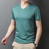 Футболка с короткими рукавами, мужская однотонная летняя футболка с v-образным вырезом, новая повседневная рубашка для молодежи и среднего возраста, модные мужские рубашки