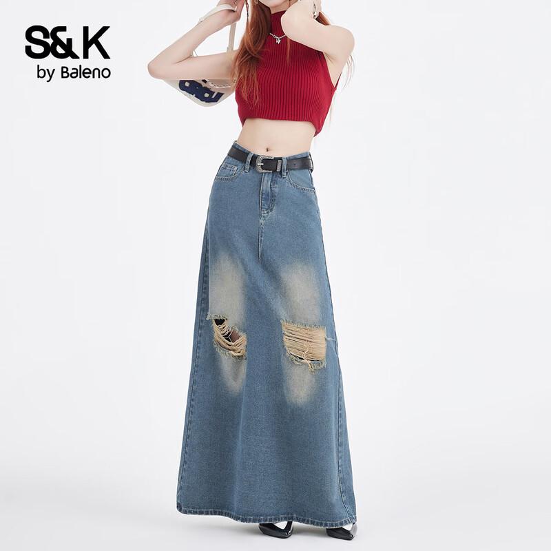 Джинсовая юбка миди Baleno S&K Vintage с потертостями и разрывами