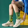 Men's Trendy Medium-Length Cotton Socks - Spring/Autumn Sports Deodorant, Sweat-Absorbent, Casual Hip-Hop Street Style.