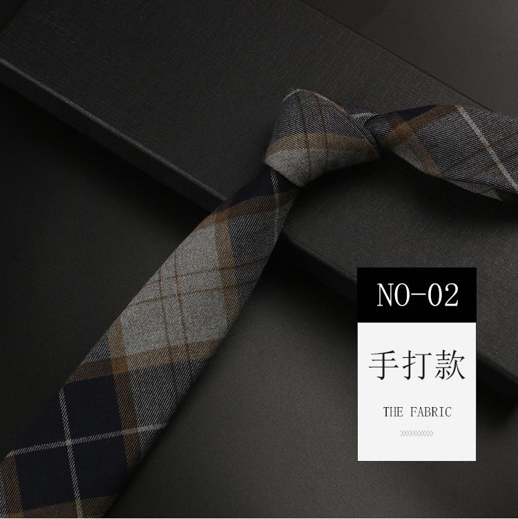 Men'S Cotton Tie Vintage British Nordic Japanese College Style Student Ins Shirt Narrow Plaid Grey Gentleman Tide