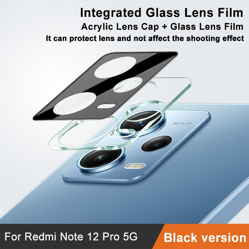 IMAK For Xiaomi Redmi Note 12 Pro 5G Clear Tempered Glass Lens Film+Acrylic Lens Cap Anti-scratch Camera Lens Protector (Black Version)
