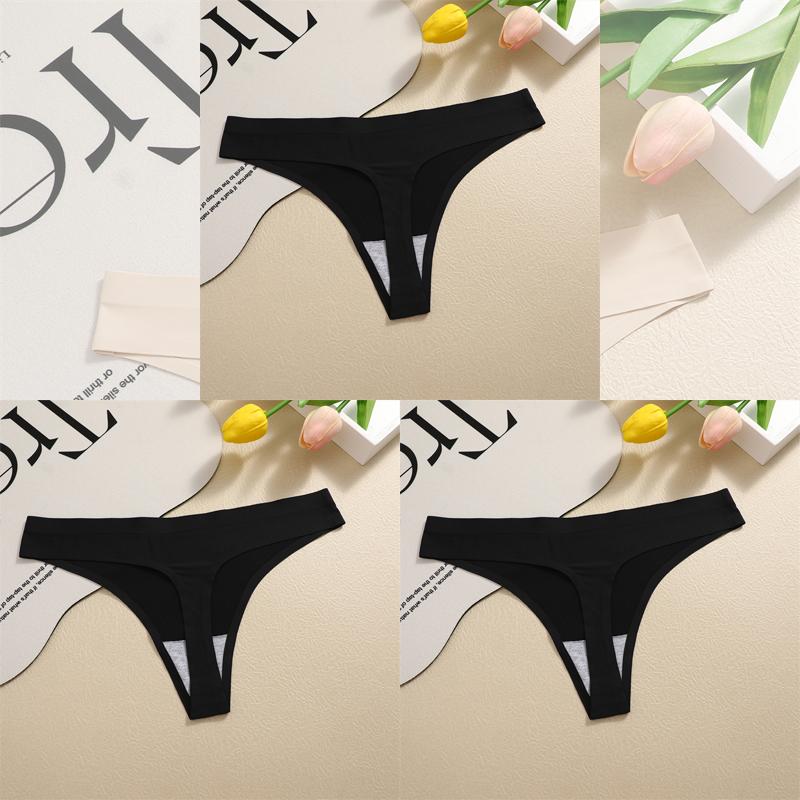 FINETOO 3шт бесшовные женские стринги сексуальные женские трусики шелковое атласное нижнее белье стринги с низкой талией невидимые трусы T-Back Hot
