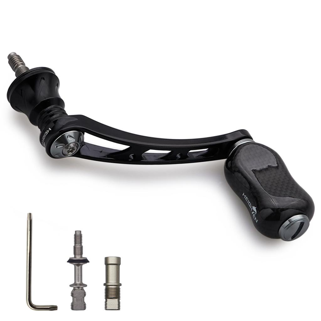 Ручка катушки HEIGHTEN 56 мм с карбоновой ручкой 21 мм для универсальной спиннинговой катушки Shimano Daiwa серии Gourd (Черный и бронзовый) (831)