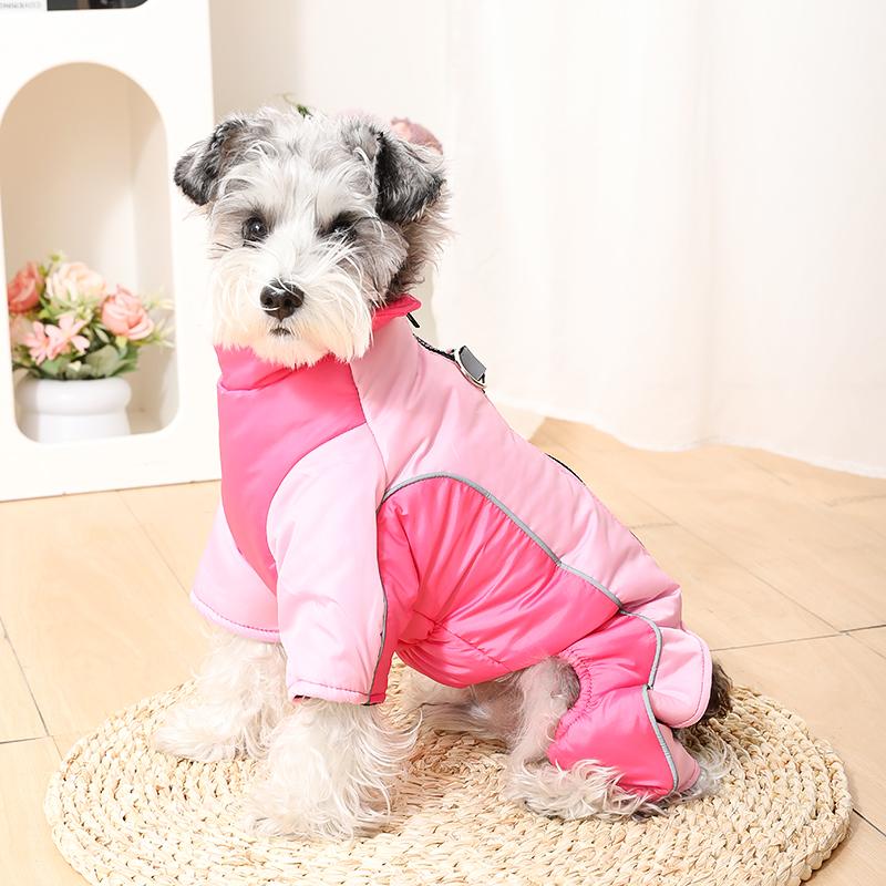 Утепленные комбинезоны для собак, зимняя ветрозащитная теплая куртка для щенков маленьких и средних собак с D-образным кольцом, эластичная, светоотражающая, одежда для чихуахуа и йоркширских собак