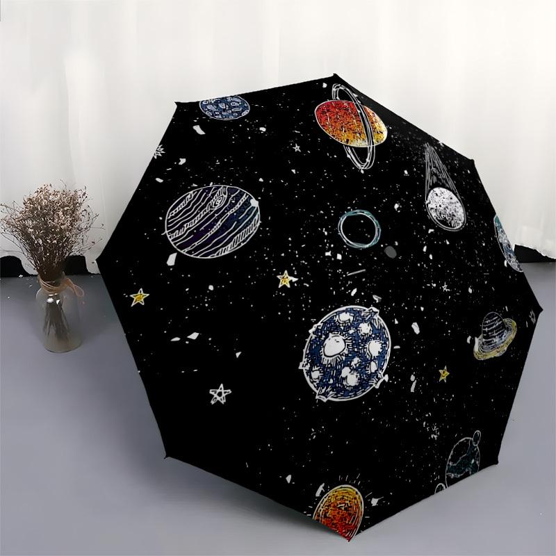 1pc Solar System Planets Space Artwork Umbrella with Plastic Handle,Suitable for All Seasons Home Travel Outdoor UmbrellaDD016
