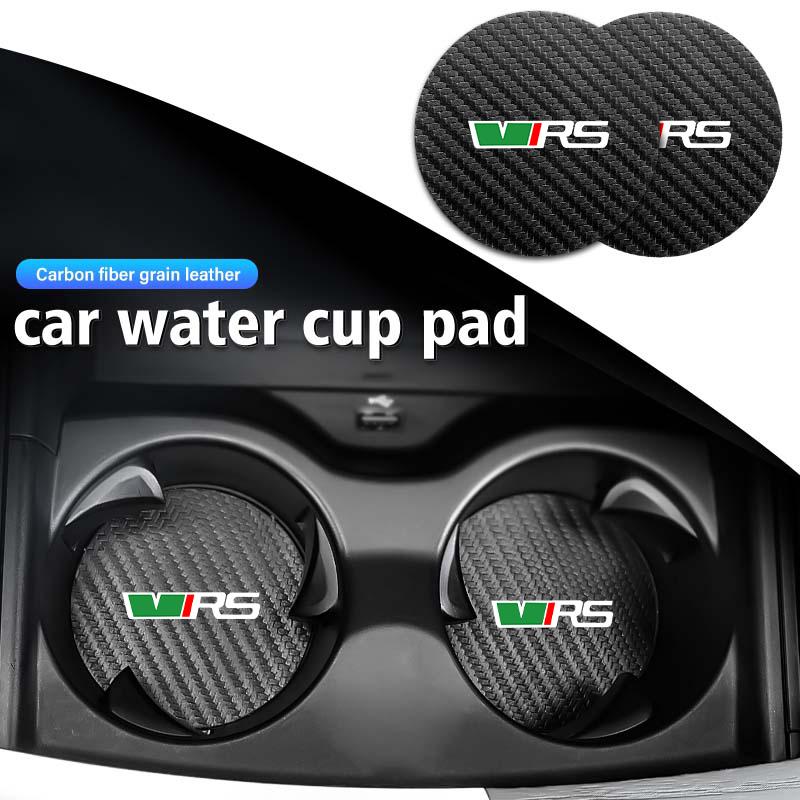 DAYB7 2pcs Car Coaster Water Cup Bottle Holder Mat Anti-Slip Pad For Skoda VRS Octavia 2 3 Kamiq MK3 Kodiaq Karoq Superb Fabia
