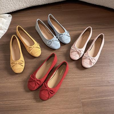 2025 новая корейская версия балетные туфли Doudou в стиле феи с бантом, французские туфли на скрытой платформе с мелким вырезом, женские