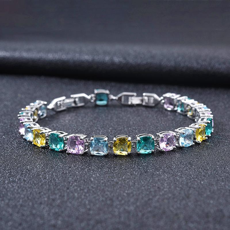 Браслет Kaidimei Color Square Zircon Женский Ювелирные изделия высокого класса Многоцветный