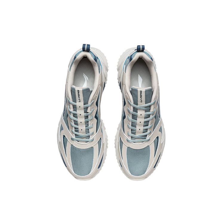 Li-Ning Поддерживающие устойчивые нескользящие износостойкие дышащие кроссовки с низким верхом Rebound мужские кроссовки серо-зеленые ARLQ001-5