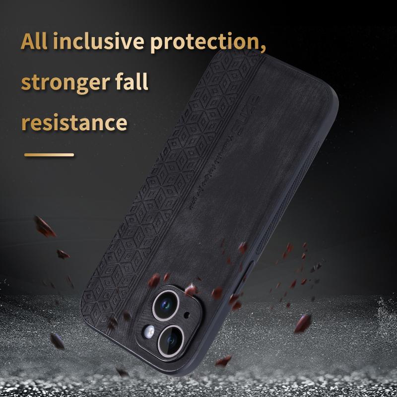 AZNS For iPhone 15 Imprinted Pattern Phone Case PU Leather Coated TPU Phone Back Cover