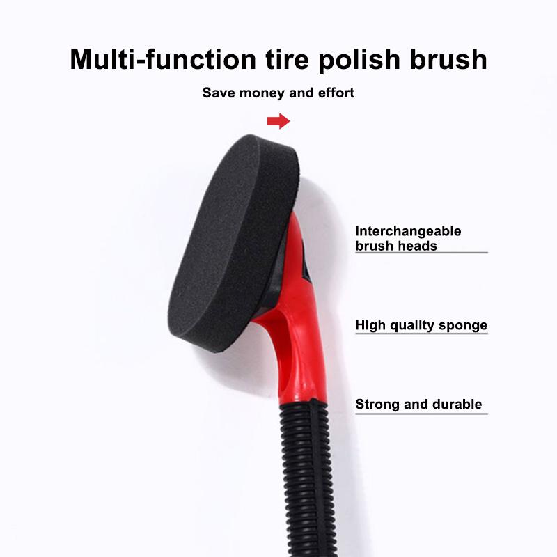 Car Tires Sponge Waxing Polishing Brush with Handle Car Tire Tyre Wheel Polish Brush Dust Remover Detailing Clean Tool