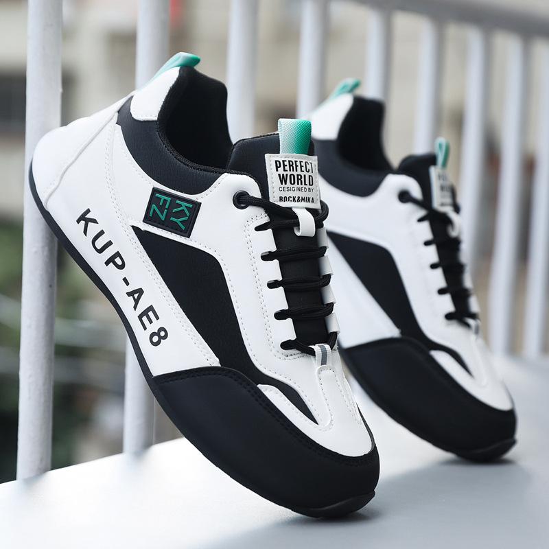 2024 весна новые мужские туфли кожаная поверхность водонепроницаемые спортивные повседневные туфли мягкая подошва легкие внутренние увеличивающие рост дорожные туфли папины туфли