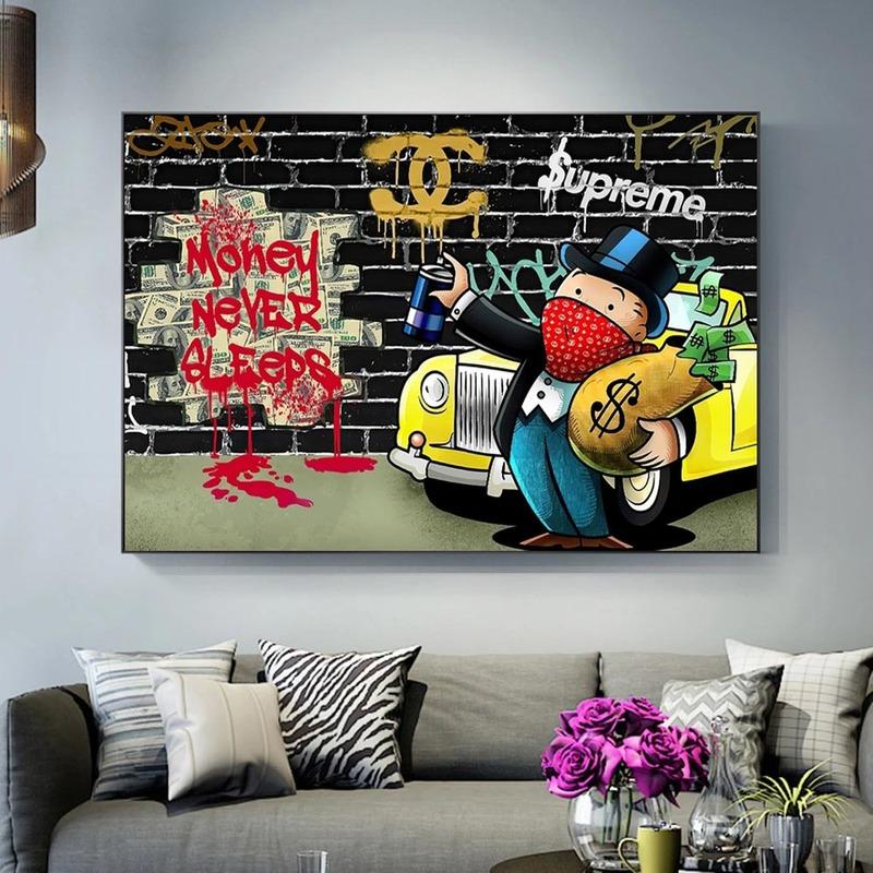 Холст Художественный постер «Деньги, бессонница и эстамп», фразы для вдохновения, холст на стене