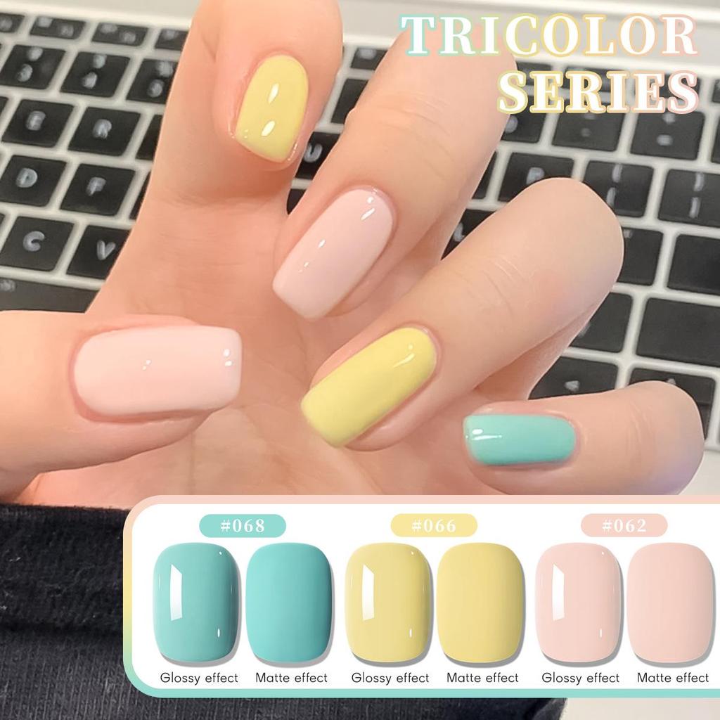 Набор гель-лаков для ногтей Макарон 2025: Девочка Розовый, Гусиный Желтый, Мятно-зеленый