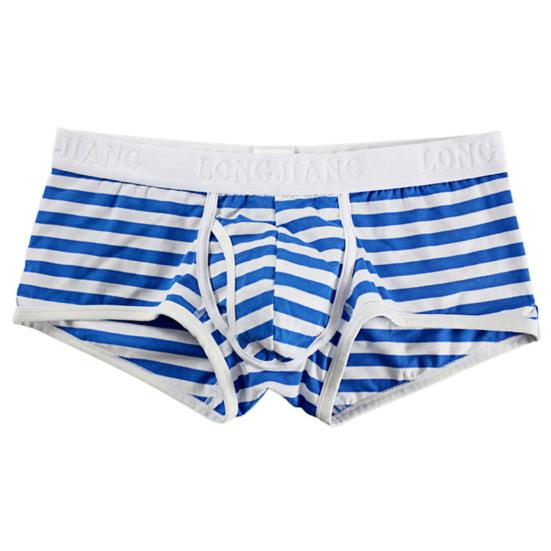 Longjiang Мужское нижнее белье в полоску с боковым разрезом Сексуальные боксеры-миди для ванной комнаты