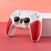 BCOTE Protective Case for PS5 DualSense Hard Shell Cover with Leather Design Red Protective Controller, Grip, Sweat-Resistant (White + Shell)