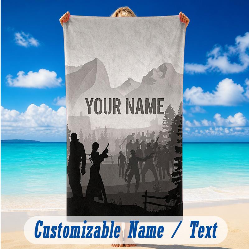 Beach Towel Custom Name Text, Quick Dry Large Towel For Beach HomeResident Evil