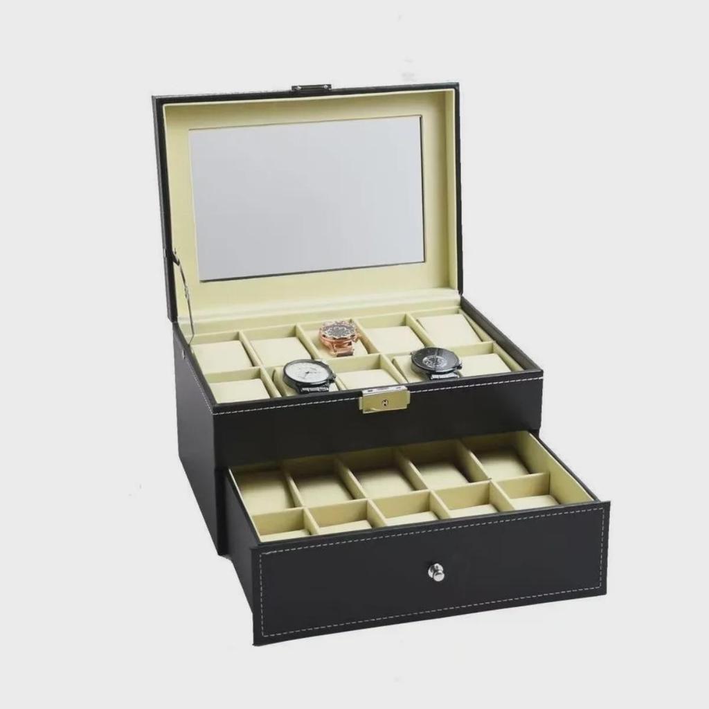 Коробка для хранения часов из двухслойного стекла с замком