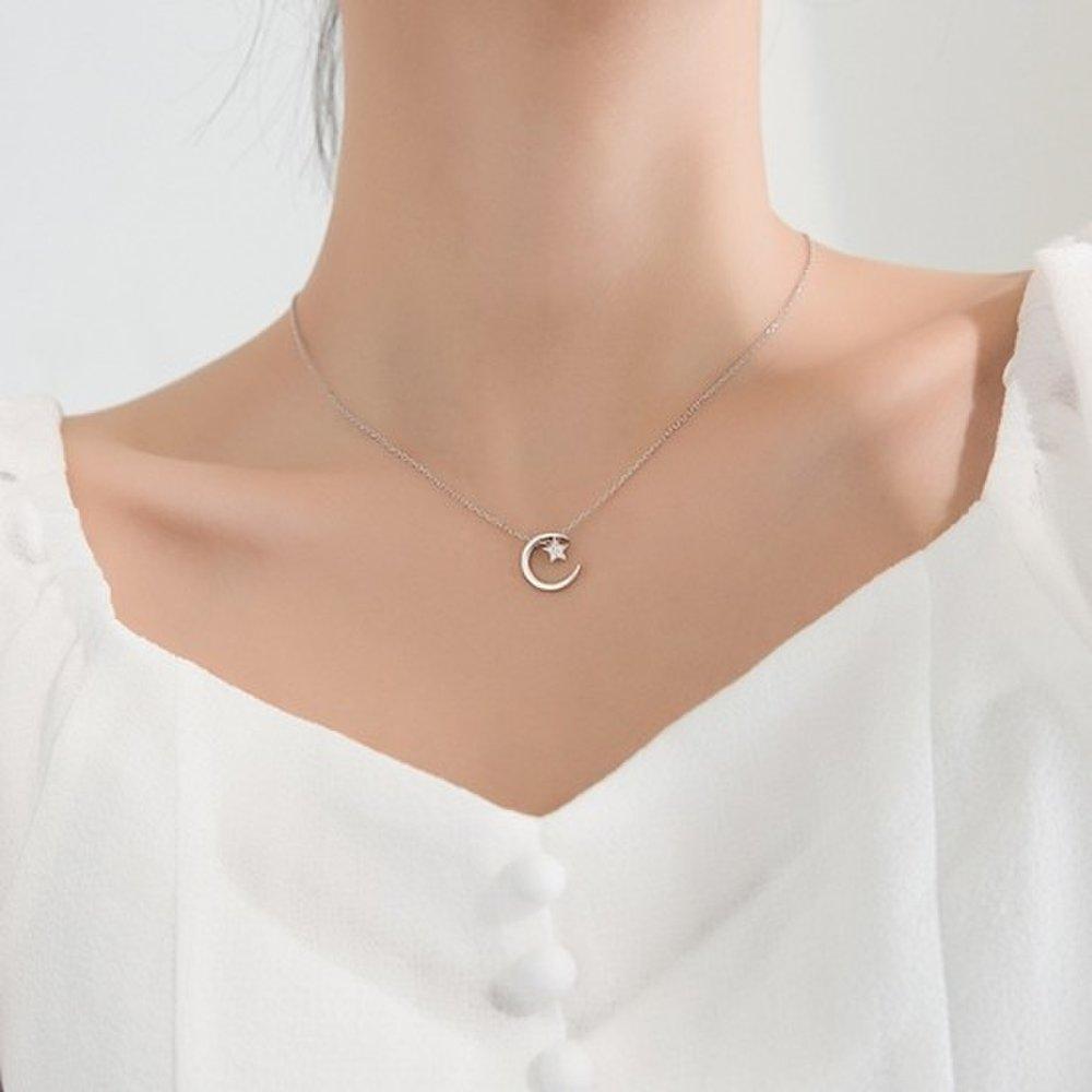 Hermosa:J N035 Silver 925 Silver Necklace Silver Necklace Monthly Cubic Necklace