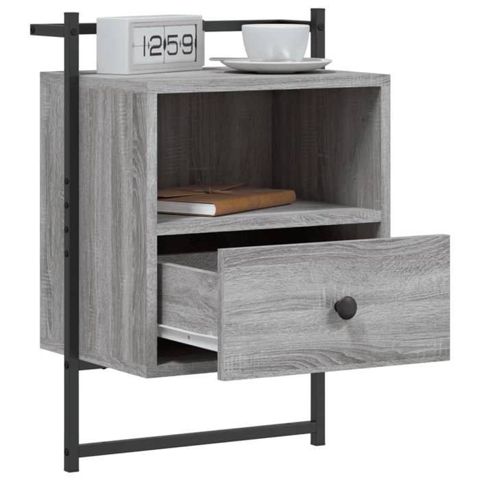 Table de chevet murale - Maison Exclusive - Sonoma gris - 40x30x61 cm - 1 tiroir
