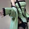 2024 весенние зеленые трикотажные костюмы, повседневный элегантный кардиган, топ + сексуальное мини-платье Y2k, корейская модная одежда, комплект платьев из 2 предметов, новый