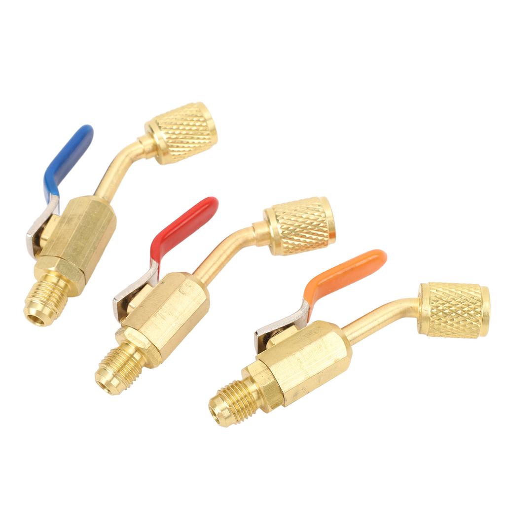 Air Conditioning Refrigerant Angled Compact Ball Valve Brass for R134A R410A R22 and R12 Charging Hoses Or Manifold