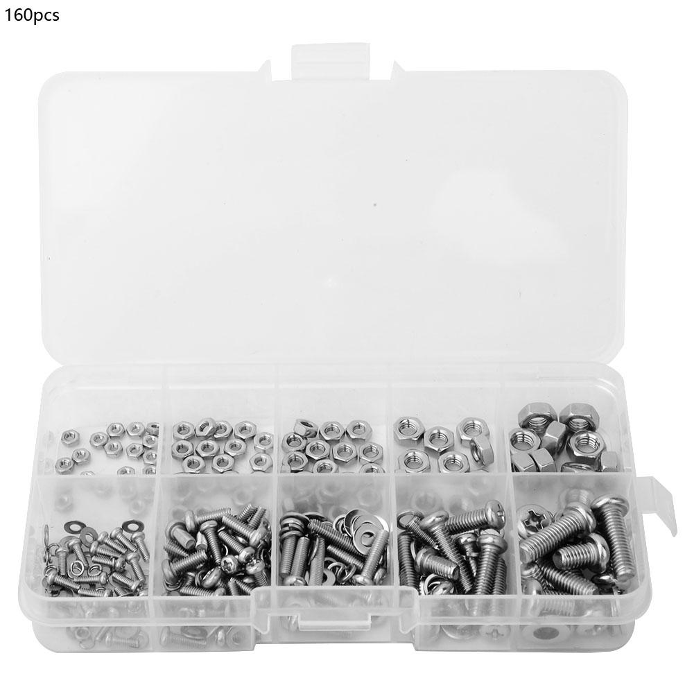 240 шт. Набор прокладок для гаек и крестовых болтов M2 M2.5 M3 M4 M5 Набор крепежных инструментов из нержавеющей стали