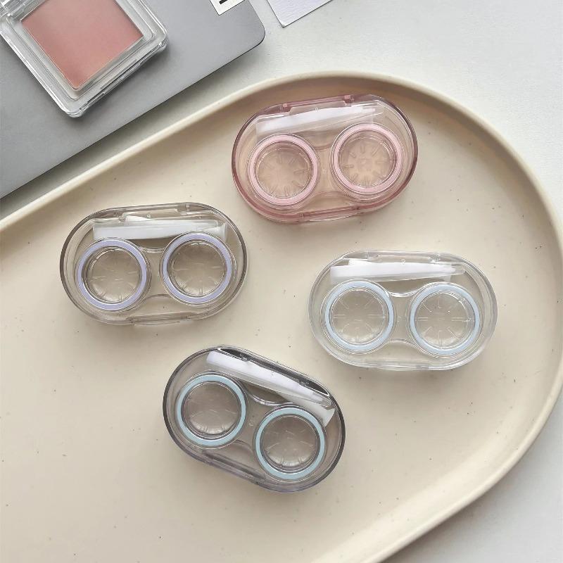 Women Clear Beauty Pupil Storage Box Travel Eye Care Container Contact Lens Cases Pink Transparent Colored Contact Lens Case