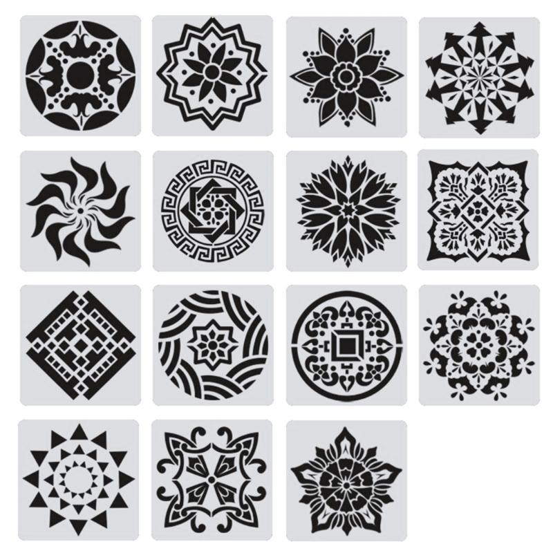 Versatile Mandalas Design Stencils For Artistic Expression Decoration Projects PET Templates With Precise Cutout Shapes