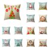 Merry Christmas Cute Santa Elk Print Pattern Cushion Cover Home Living Room Sofa Decoration Square Pillow Pillow Cover