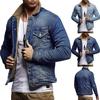 Men's  Winter Button Solid Plush Vintage Denim Jacket Tops Blouse Coat